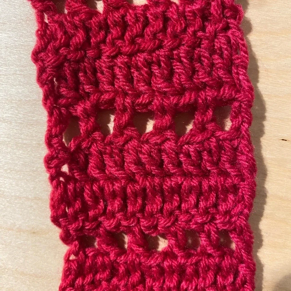 Handcrafted Red Crochet Skinny  Scarf (OT)